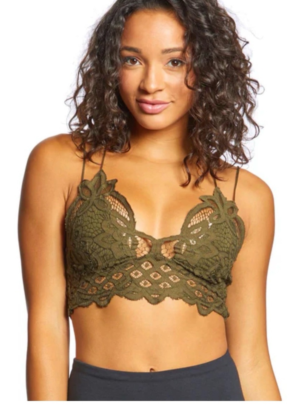 Olive Green Lace Bralette - Women's Intimates